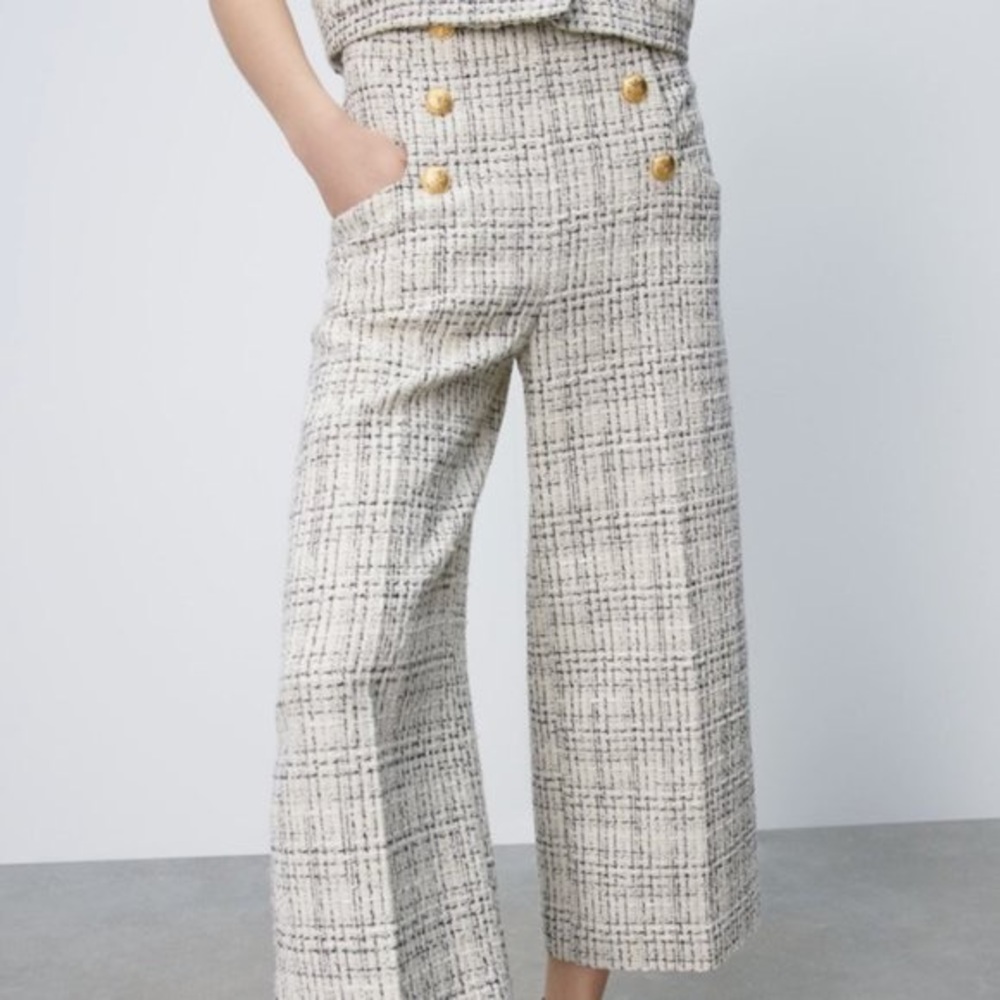 Zara Buttoned Culottes cropped pants - Picture 7 of 7